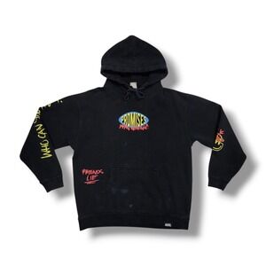 Broken Promises Hoodie Mens Medium Graphic Print Logo Black Karma Skater